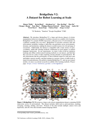 First page of BridgeData V2: A Dataset for Robot Learning at Scale
