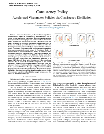 First page of Consistency Policy: Accelerated Visuomotor Policies via Consistency Distillation