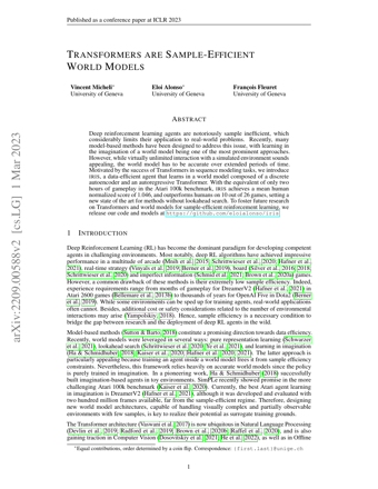 First page of Transformers are Sample-Efficient World Models