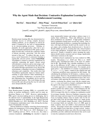 First page of Why the Agent Made that Decision: Contrastive Explanation Learning for Reinforcement Learning