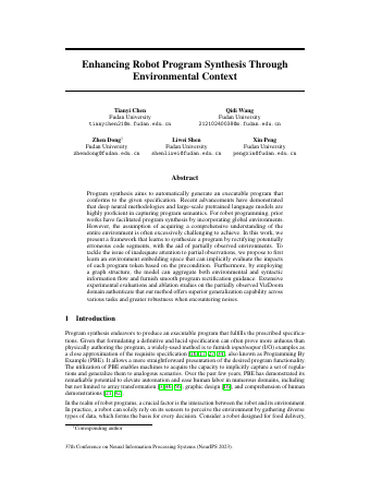 First page of Enhancing Robot Program Synthesis Through Environmental Context