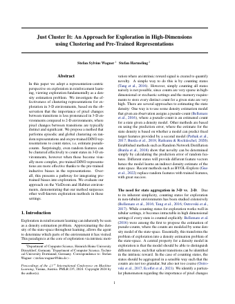 First page of Just Cluster It: An Approach for Exploration in High-Dimensions using Clustering and Pre-Trained Representations
