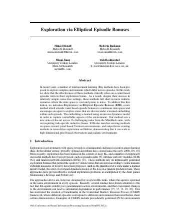 First page of Exploration via Elliptical Episodic Bonuses
