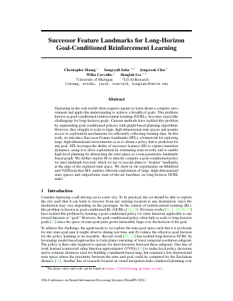 First page of Successor Feature Landmarks for Long-Horizon Goal-Conditioned Reinforcement Learning