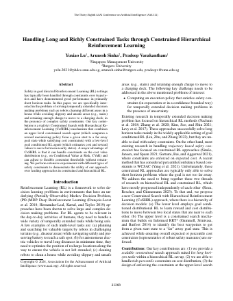 First page of Handling Long and Richly Constrained Tasks through Constrained Hierarchical Reinforcement Learning