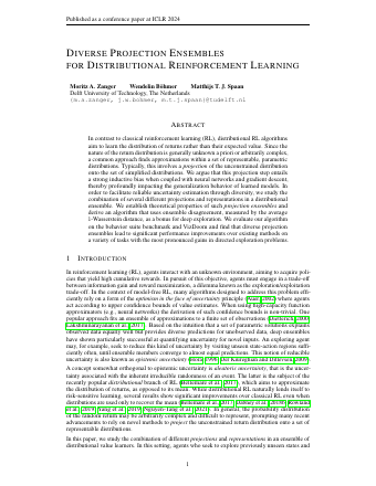 First page of Diverse Projection Ensembles for Distributional Reinforcement Learning