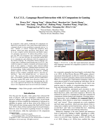 First page of F.A.C.U.L.: Language-Based Interaction with AI Companions in Gaming