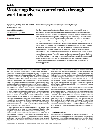 First page of Mastering diverse control tasks through world models