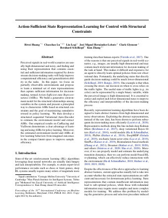 First page of Action-Sufficient State Representation Learning for Control with Structural Constraints