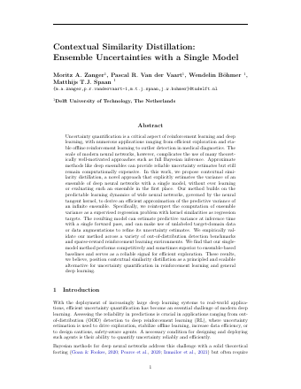 First page of Contextual Similarity Distillation: Ensemble Uncertainties with a Single Model