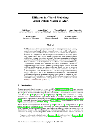 First page of Diffusion for World Modeling: Visual Details Matter in Atari