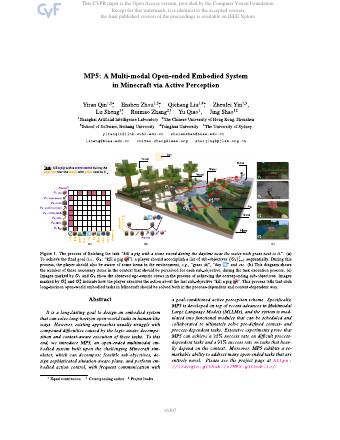 First page of MP5: A Multi-modal Open-ended Embodied System in Minecraft via Active Perception