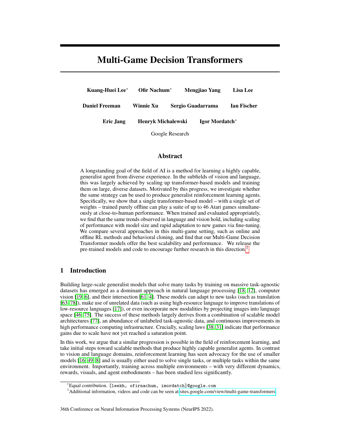 First page of Multi-Game Decision Transformers