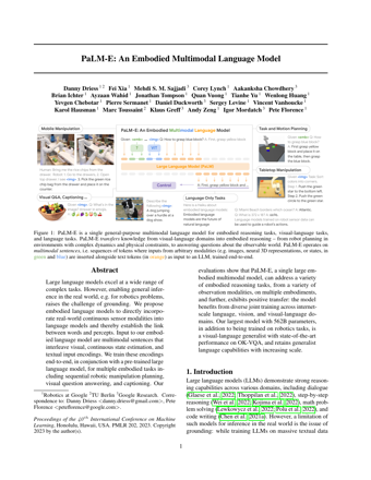 First page of PaLM-E: An Embodied Multimodal Language Model
