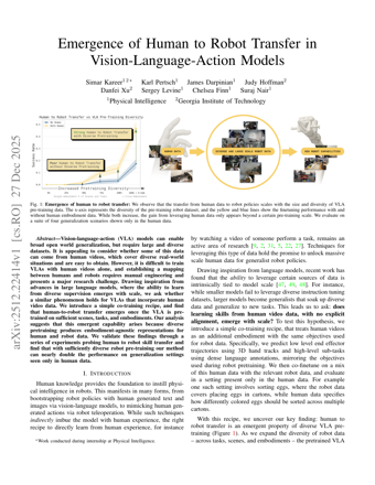 First page of Emergence of Human to Robot Transfer in Vision-Language-Action Models