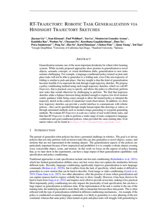First page of RT-Trajectory: Robotic Task Generalization via Hindsight Trajectory Sketches