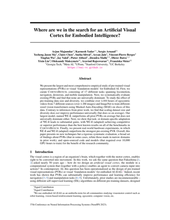First page of Where are we in the search for an Artificial Visual Cortex for Embodied Intelligence?